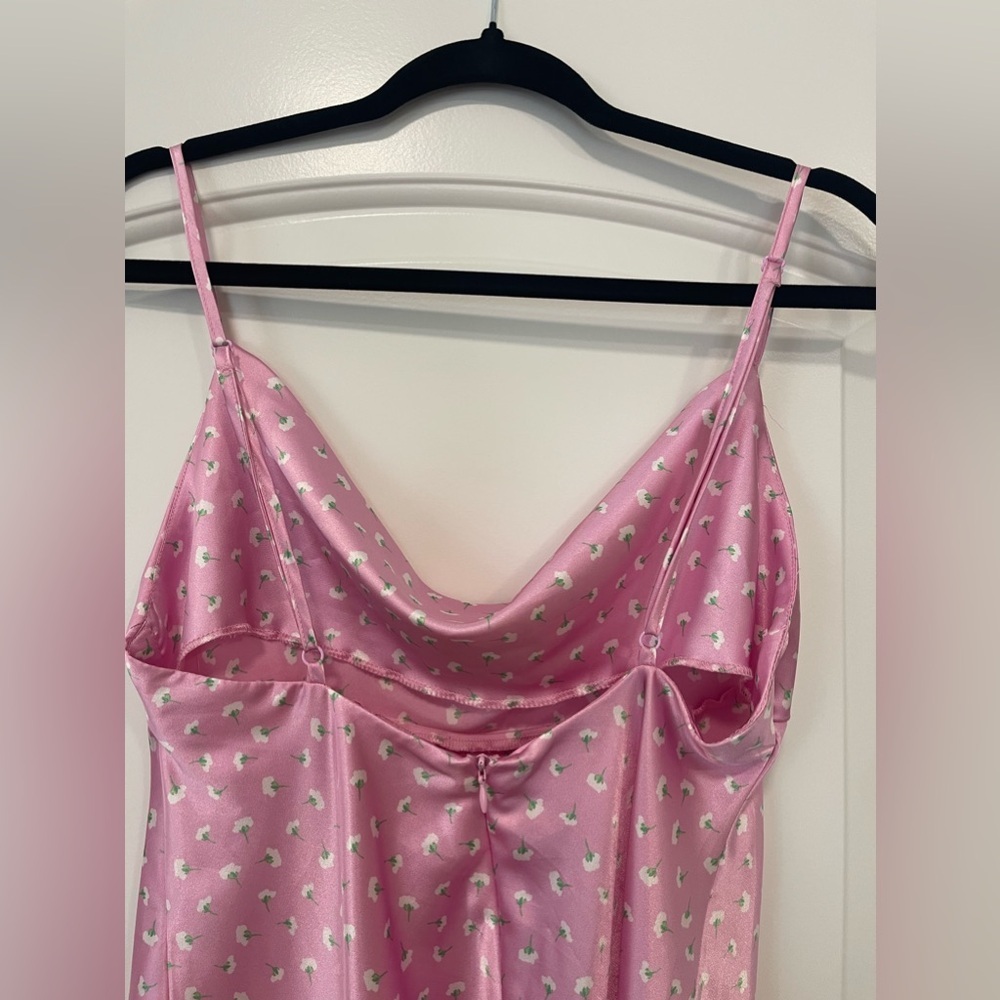 Zara Satin Cowl Neck Floral Printed Slip Dress - Picture 8 of 8